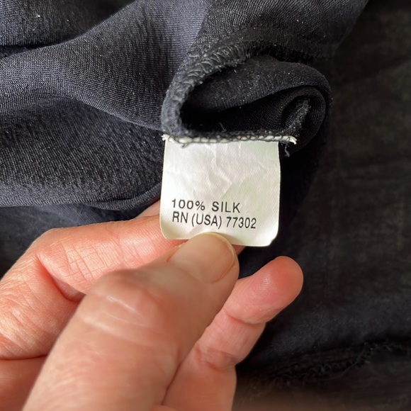 Zara Navy Silk Tunic Top with Raw Edge Seams - Picture 10 of 10